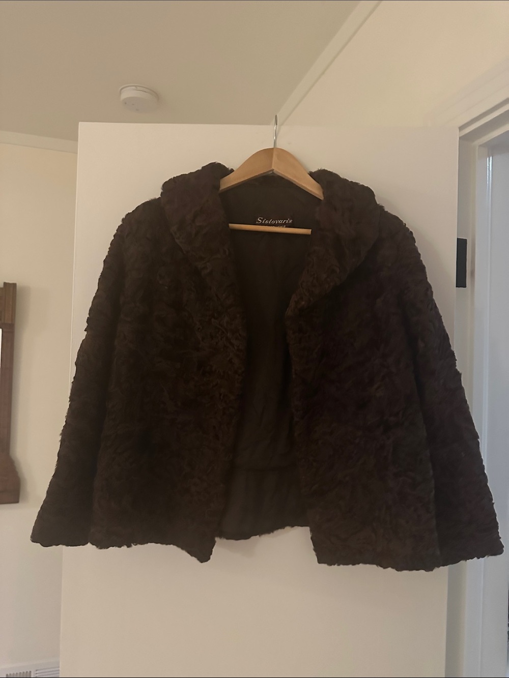 Vintage Chocolate Brown Teddy Coat - Plush Open Jacket